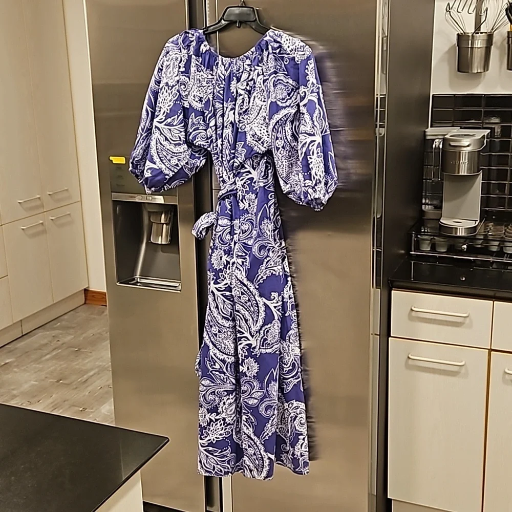 💕MARA HOFFMAN💕 Fila Dress ~ Purple with White Abstract Print Small S NWT - Picture 10 of 16